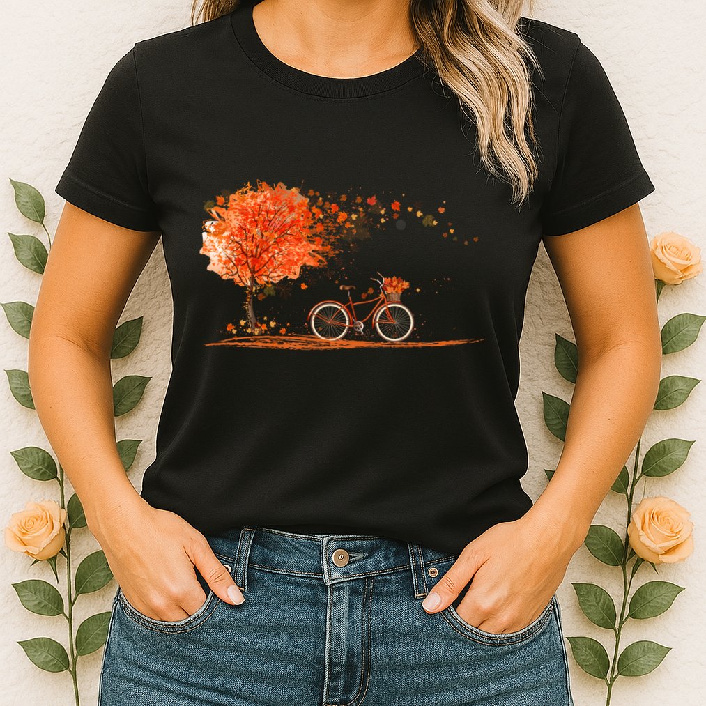 Classic Fall Autumn Season Bicycle Womens T-Shirt