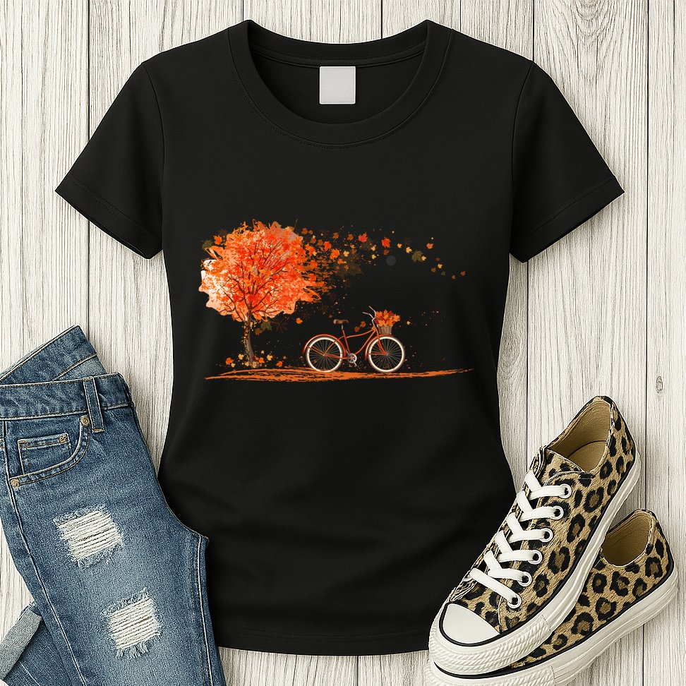 Classic Fall Autumn Season Bicycle Womens T-Shirt