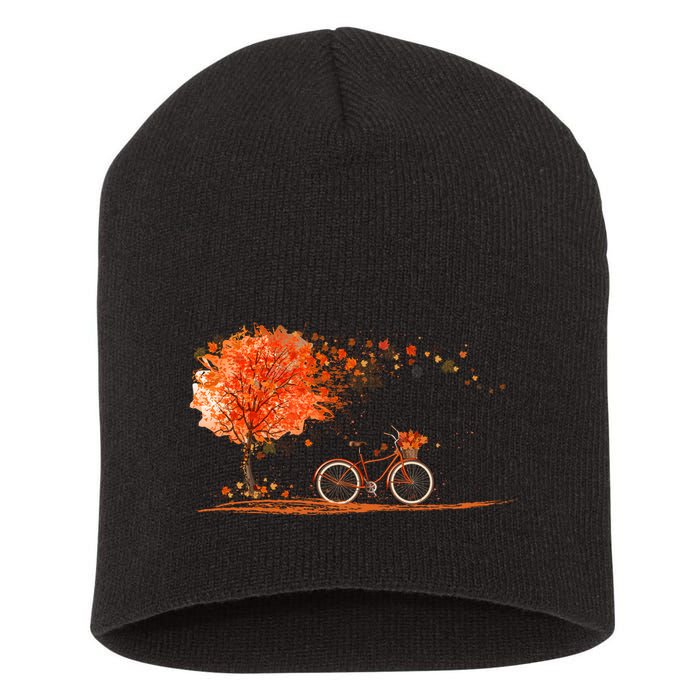 Classic Fall Autumn Season Bicycle Short Acrylic Beanie