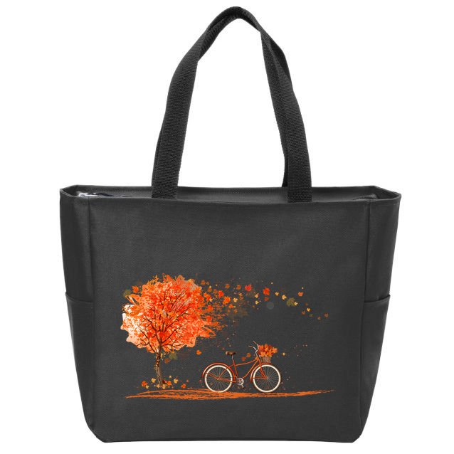 Classic Fall Autumn Season Bicycle Zip Tote Bag