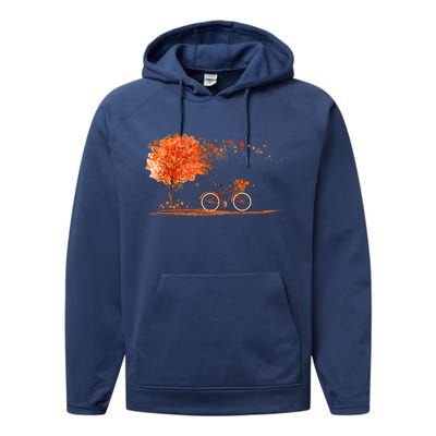 Classic Fall Autumn Season Bicycle Performance Fleece Hoodie