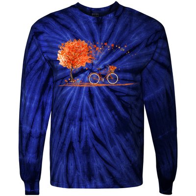 Classic Fall Autumn Season Bicycle Tie-Dye Long Sleeve Shirt