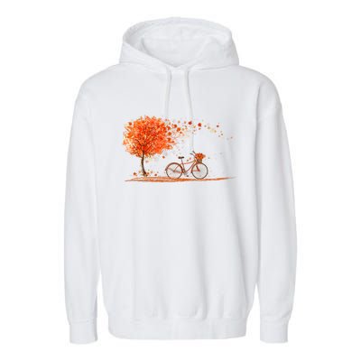 Classic Fall Autumn Season Bicycle Garment-Dyed Fleece Hoodie