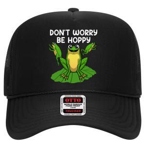 Cool Frog Art Toad Tadpole Animal Frog Lovers High Crown Mesh Back Trucker Hat