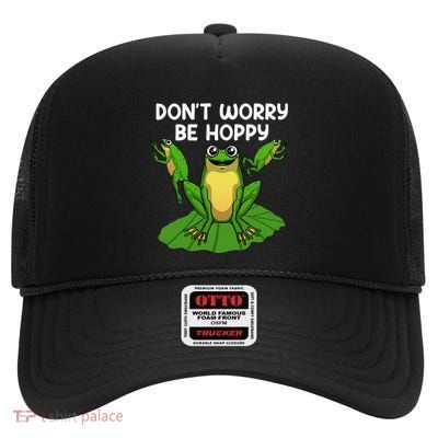 Cool Frog Art Toad Tadpole Animal Frog Lovers High Crown Mesh Back Trucker Hat