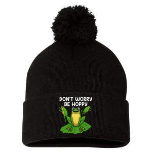 Cool Frog Art Toad Tadpole Animal Frog Lovers Pom Pom 12in Knit Beanie