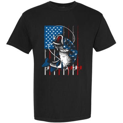 Cool Fishing American Flag Usa Fish Lover Garment-Dyed Heavyweight T-Shirt