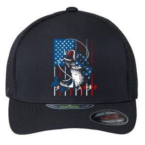 Cool Fishing American Flag Usa Fish Lover Flexfit Unipanel Trucker Cap