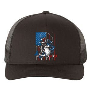 Cool Fishing American Flag Usa Fish Lover Yupoong Adult 5-Panel Trucker Hat