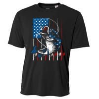 Cool Fishing American Flag Usa Fish Lover Cooling Performance Crew T-Shirt