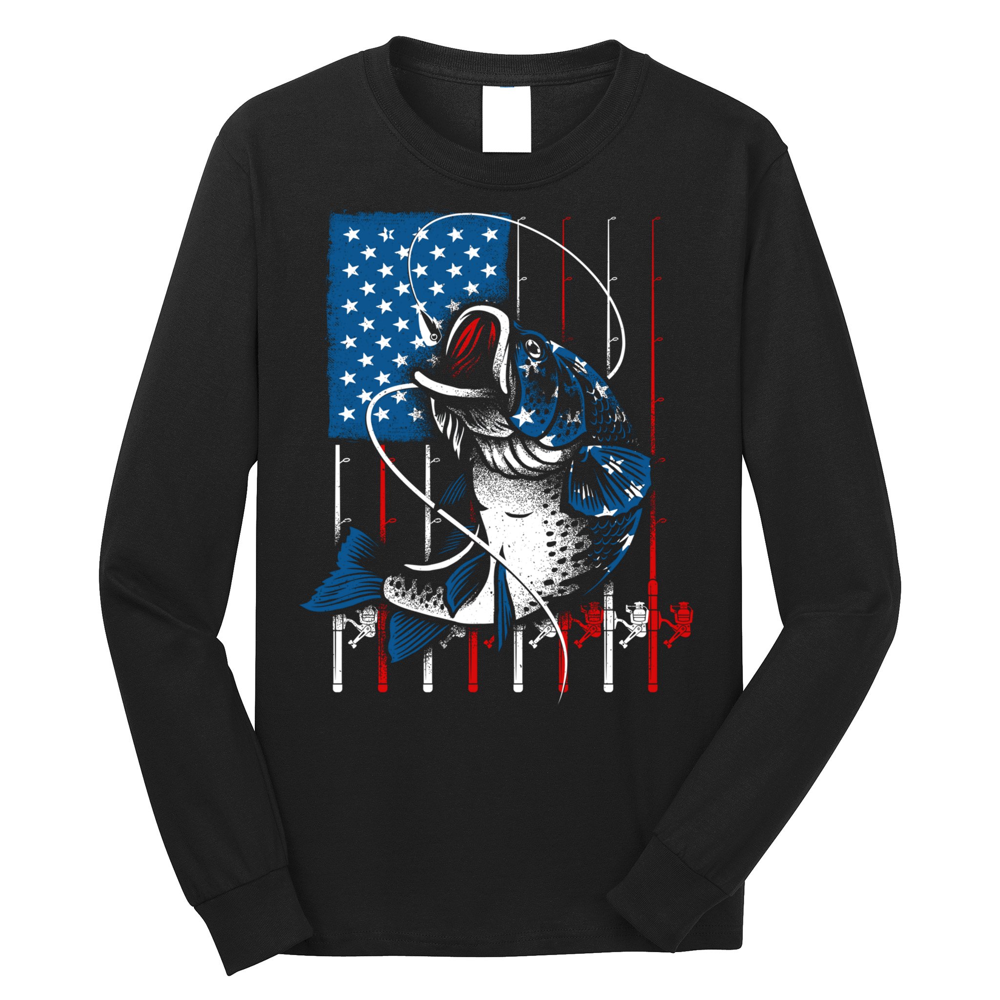 Cool Fishing American Flag Usa Fish Lover Long Sleeve Shirt