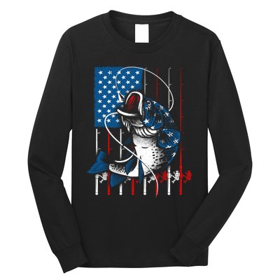 Cool Fishing American Flag Usa Fish Lover Long Sleeve Shirt