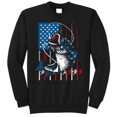 Cool Fishing American Flag Usa Fish Lover Sweatshirt