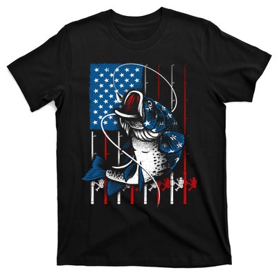 Cool Fishing American Flag Usa Fish Lover T-Shirt