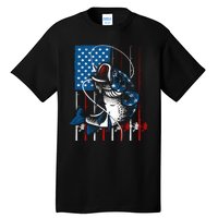 Cool Fishing American Flag Usa Fish Lover Tall T-Shirt