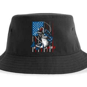 Cool Fishing American Flag Usa Fish Lover Sustainable Bucket Hat