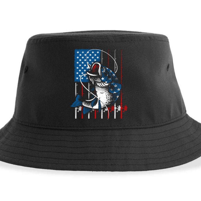 Cool Fishing American Flag Usa Fish Lover Sustainable Bucket Hat