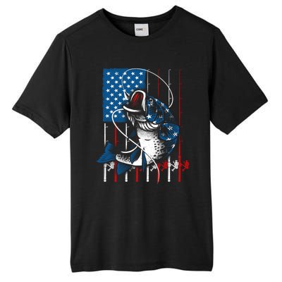 Cool Fishing American Flag Usa Fish Lover Tall Fusion ChromaSoft Performance T-Shirt