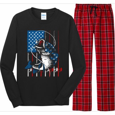 Cool Fishing American Flag Usa Fish Lover Long Sleeve Pajama Set