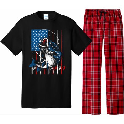 Cool Fishing American Flag Usa Fish Lover Pajama Set