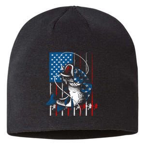 Cool Fishing American Flag Usa Fish Lover Sustainable Beanie