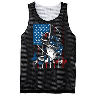 Cool Fishing American Flag Usa Fish Lover Mesh Reversible Basketball Jersey Tank