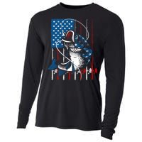 Cool Fishing American Flag Usa Fish Lover Cooling Performance Long Sleeve Crew