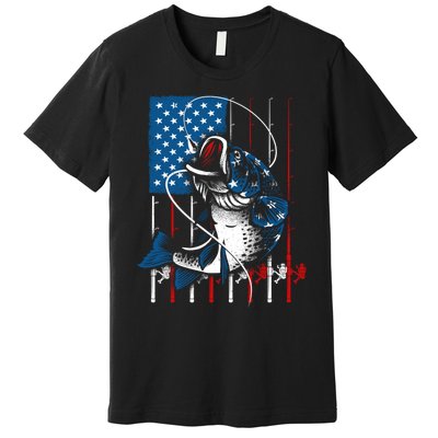 Cool Fishing American Flag Usa Fish Lover Premium T-Shirt