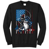 Cool Fishing American Flag Usa Fish Lover Tall Sweatshirt