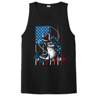 Cool Fishing American Flag Usa Fish Lover PosiCharge Competitor Tank