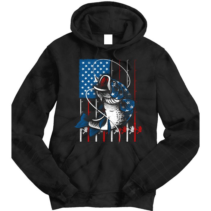 Cool Fishing American Flag Usa Fish Lover Tie Dye Hoodie