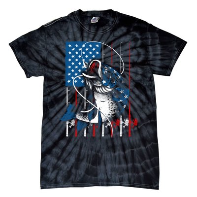 Cool Fishing American Flag Usa Fish Lover Tie-Dye T-Shirt