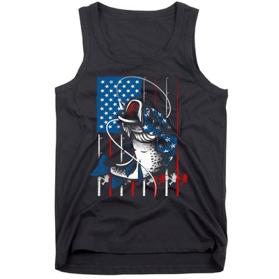 Cool Fishing American Flag Usa Fish Lover Tank Top