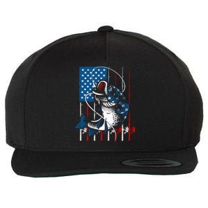 Cool Fishing American Flag Usa Fish Lover Wool Snapback Cap