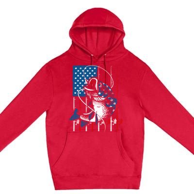 Cool Fishing American Flag Usa Fish Lover Premium Pullover Hoodie