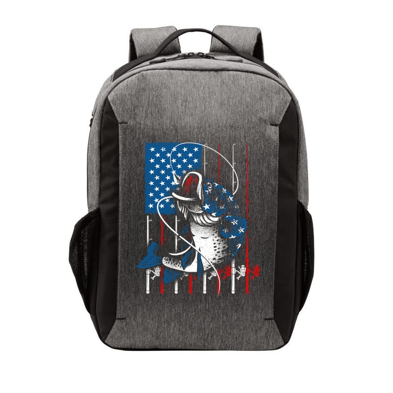 Cool Fishing American Flag Usa Fish Lover Vector Backpack