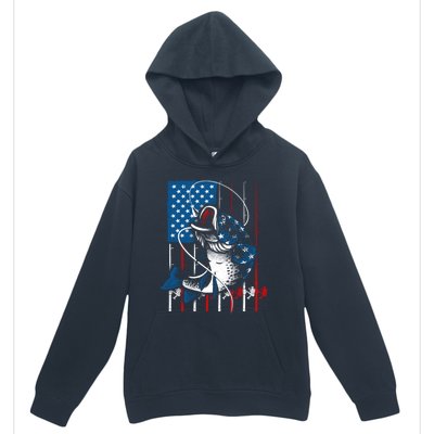 Cool Fishing American Flag Usa Fish Lover Urban Pullover Hoodie