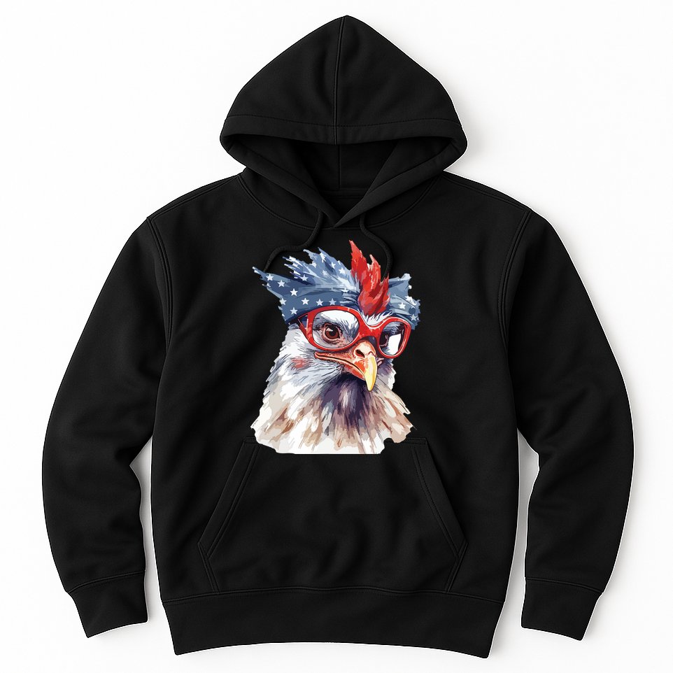 Chicken Farmer American Flag 4th Of July Men Women Kids USA Hoodie