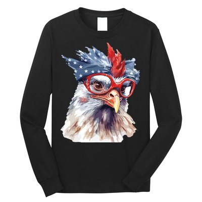Chicken Farmer American Flag 4th Of July Men Women Kids USA Long Sleeve Shirt