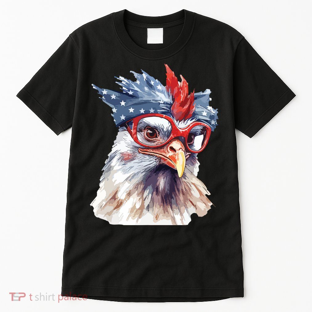 Chicken Farmer American Flag 4th Of July Men Women Kids USA Tall T-Shirt