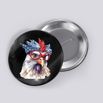 Chicken Farmer American Flag 4th Of July Men Women Kids USA Button
