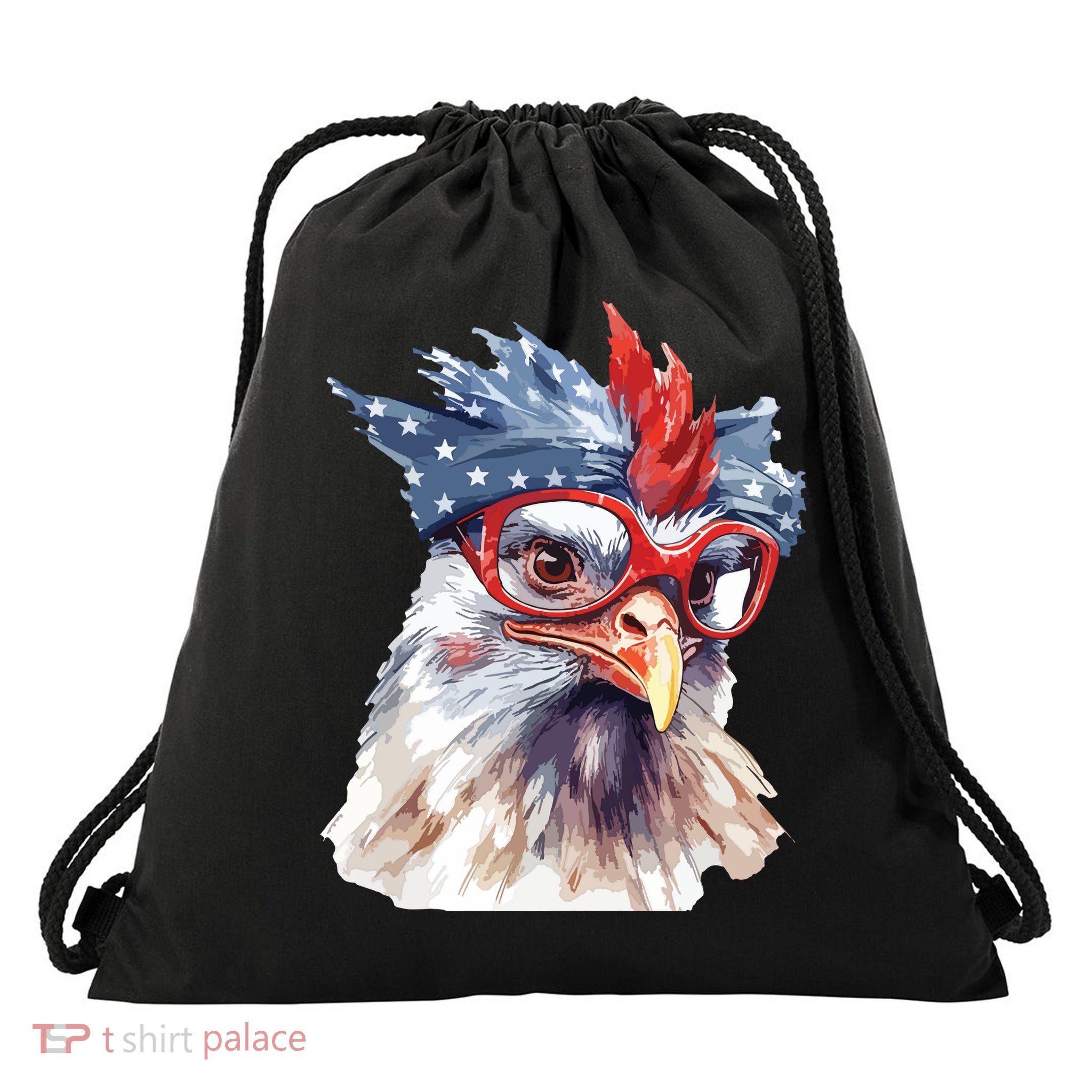Chicken Farmer American Flag 4th Of July Men Women Kids USA Drawstring Bag