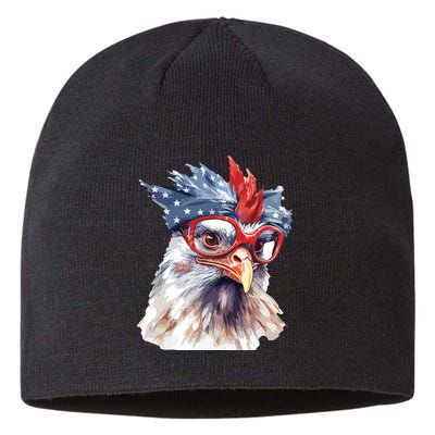 Chicken Farmer American Flag 4th Of July Men Women Kids USA Sustainable Beanie