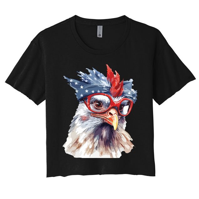 Chicken Farmer American Flag 4th Of July Men Women Kids USA Crop Top