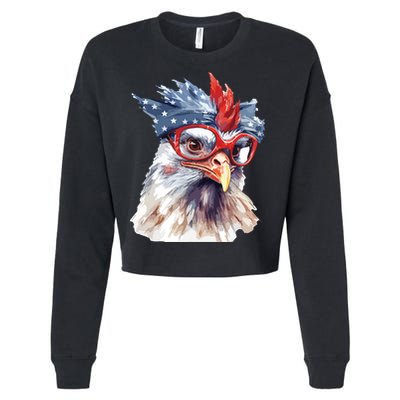 Chicken Farmer American Flag 4th Of July Men Women Kids USA Cropped Pullover Crew