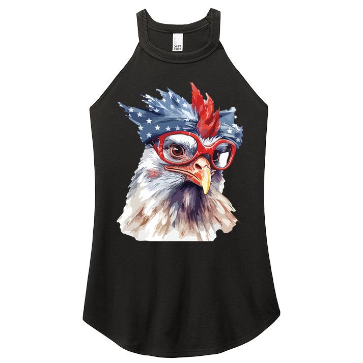 Chicken Farmer American Flag 4th Of July Men Women Kids USA Women's Perfect Tri Rocker Tank