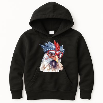 Chicken Farmer American Flag 4th Of July Men Women Kids USA Kids Hoodie