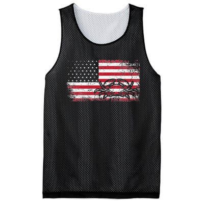 Crab Fisherman American Flag 4th of July Crabbing Mesh Reversible Basketball Jersey Tank