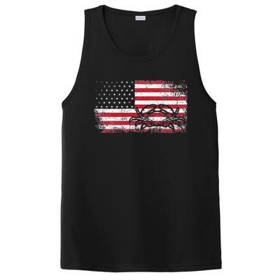 Crab Fisherman American Flag 4th of July Crabbing PosiCharge Competitor Tank