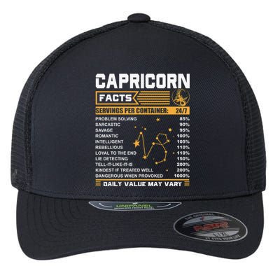 Capricorn Facts Astrology Quotes zodiac sign Birthday Flexfit Unipanel Trucker Cap